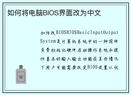 如何将电脑BIOS界面改为中文