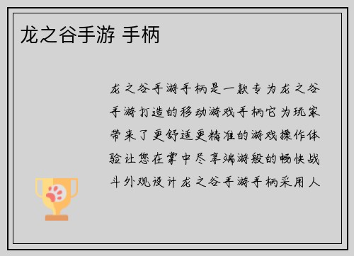龙之谷手游 手柄